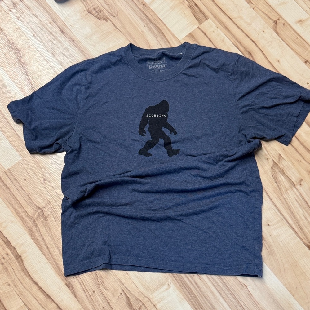 Patagonia Navy Short-Sleeve Tee with Black Sasquatch Graphic